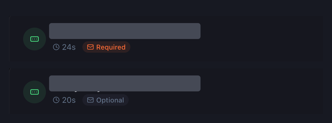 Required and Optional status labels in two Vidzy lead-gate list excerpts